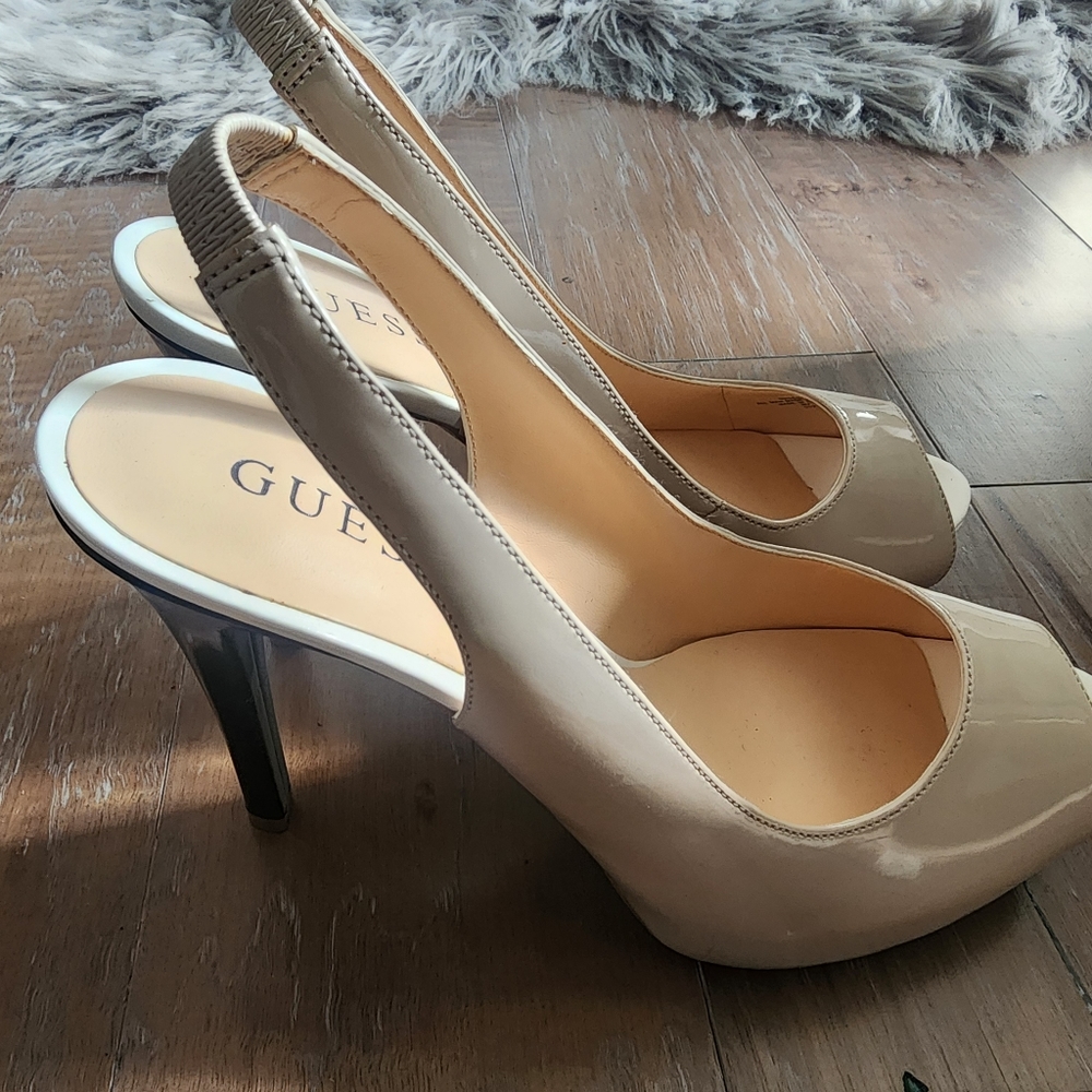 Womens size 8M Guess slingback peek toe heels. Like new! - Picture 1 of 4
